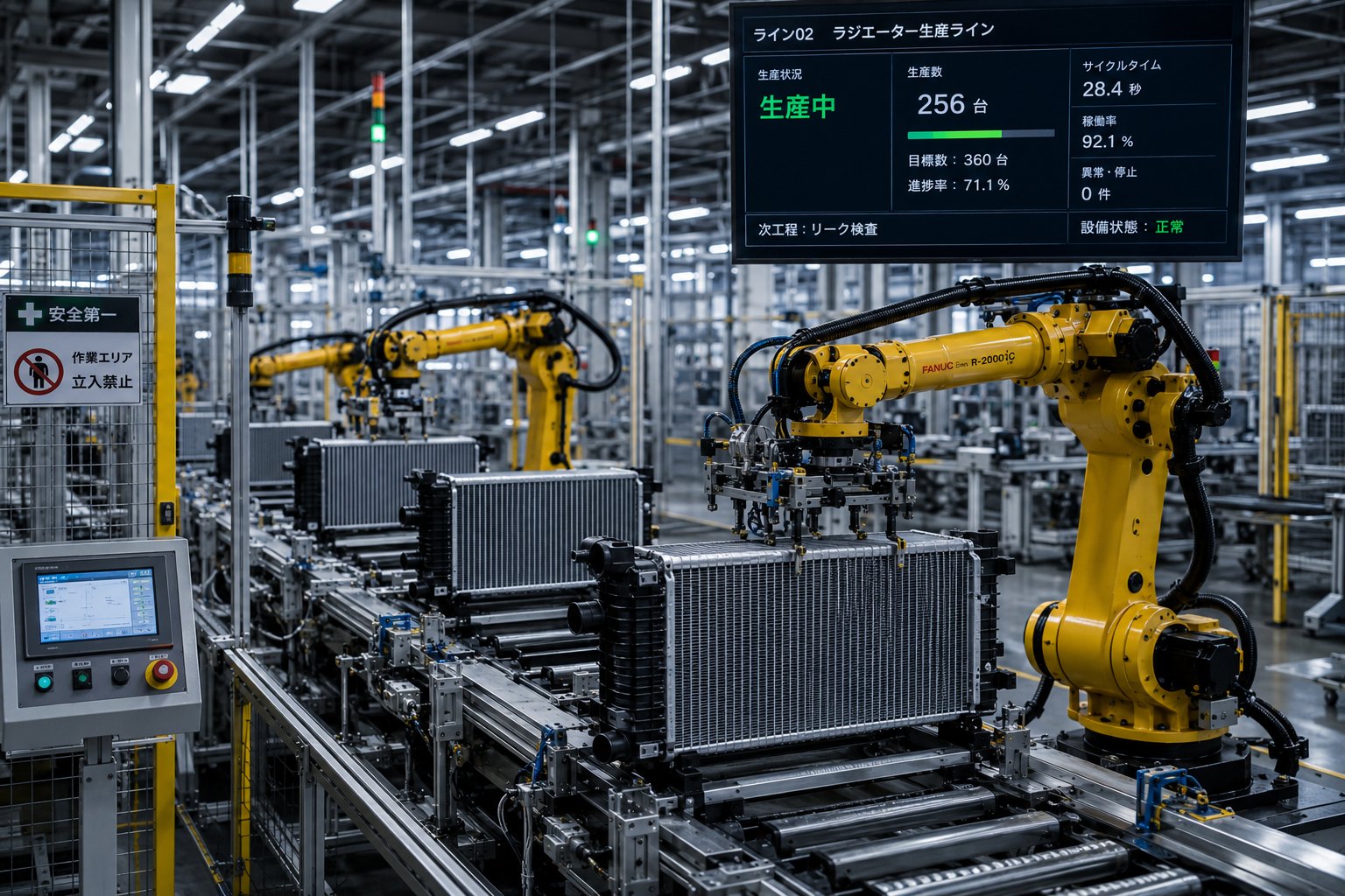 Linha de produção automatizada de radiadores em fábrica moderna de autopeças
